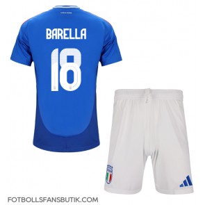 Italien Nicolo Barella #18 Replika Hemmatröja Barn EM 2024 Kortärmad (+ Korta byxor)